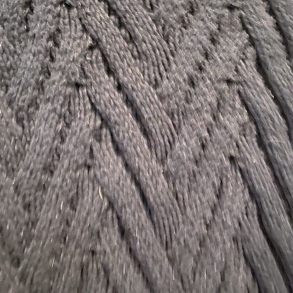 Vtg Chaps Cable Chunky Sweater Womens Medium Black Fisherman Sparkly Mock Neck - Picture 6 of 13